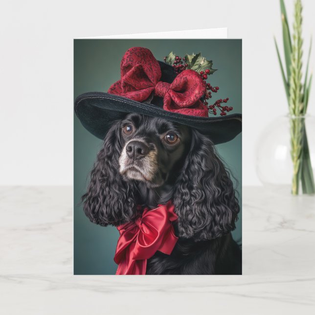 Victorian Cocker Spaniel Christmas Holiday Card (Front)