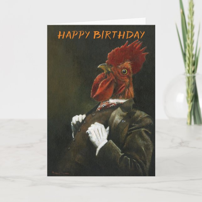 Victorian  Cockerel Birthday Card (Front)