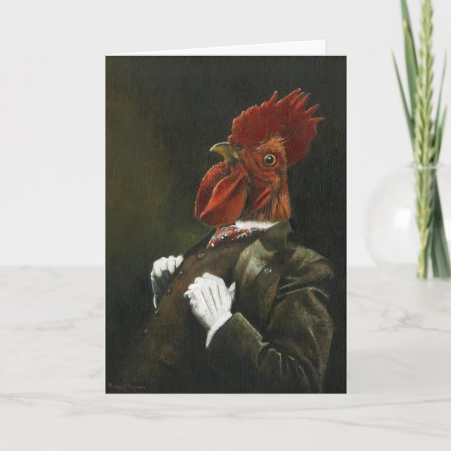 Victorian Cockerel Greetings Card (Front)