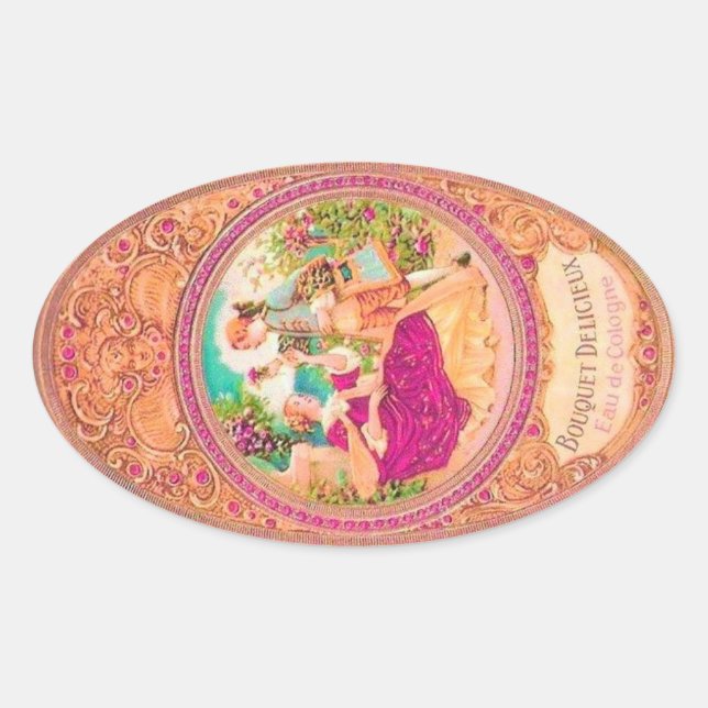 Victorian colonial French floral perfume label (Front)