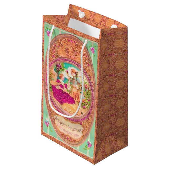 Victorian colonial French floral perfume label Small Gift Bag (Front Angled)