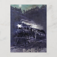 Victorian Coloured Etching - Steam Engine Train