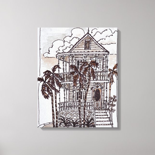 Victorian Conch House | Key West, Florida Canvas Print (Front)