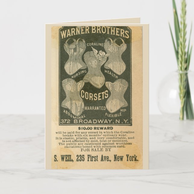 Victorian corset advertisement card (Front)