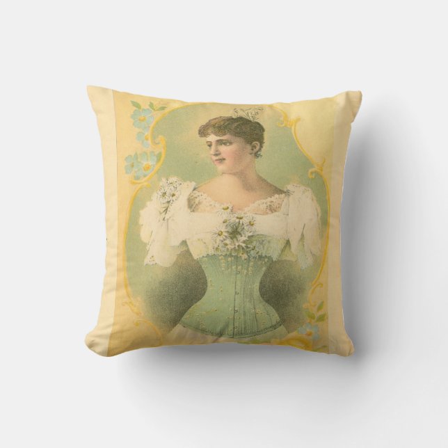 Victorian Corset advertisements Throw Pillow (Front)