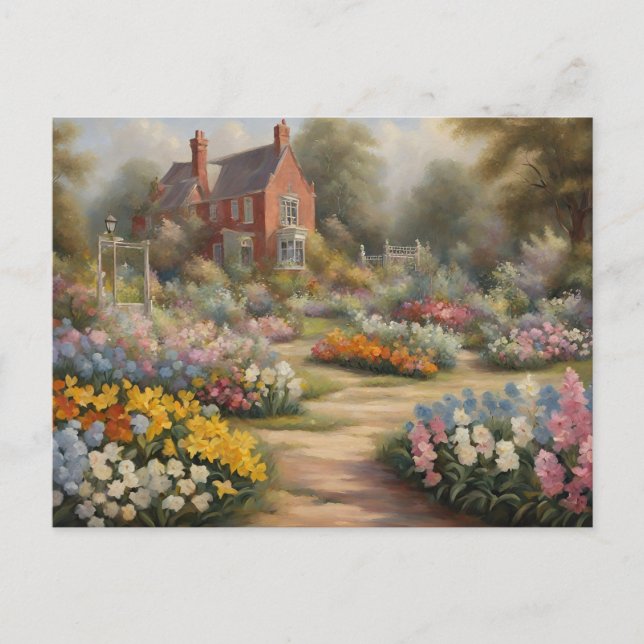 Victorian Cottage with Summer Flower Garden  Postcard (Front)