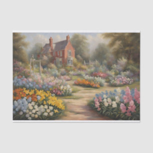 Victorian Cottage with Summer Flower Garden  Tissue Paper
