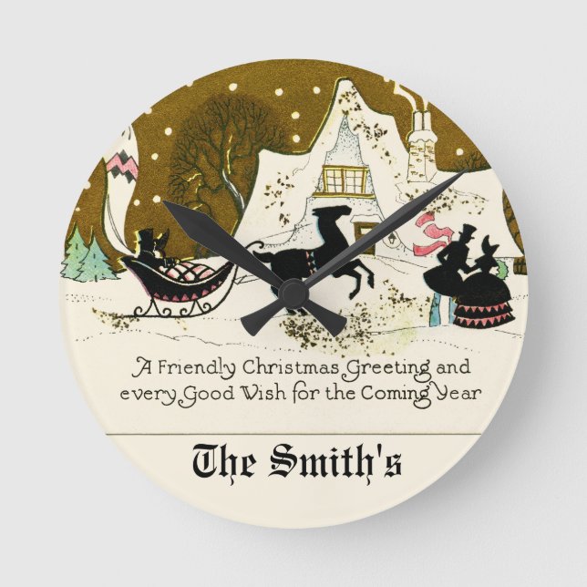 Victorian Country Christmas Round Clock (Front)