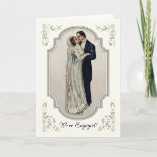Victorian Couple in Wedding Dress Engagement Announcement
