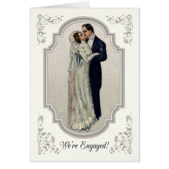 Victorian Couple in Wedding Dress Engagement Card