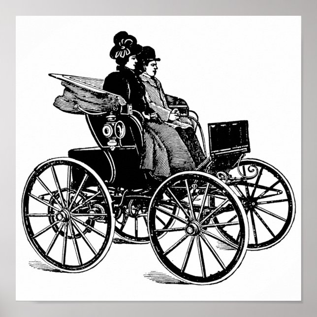 Victorian couple man woman Carriage Wagon Art Poster (Front)