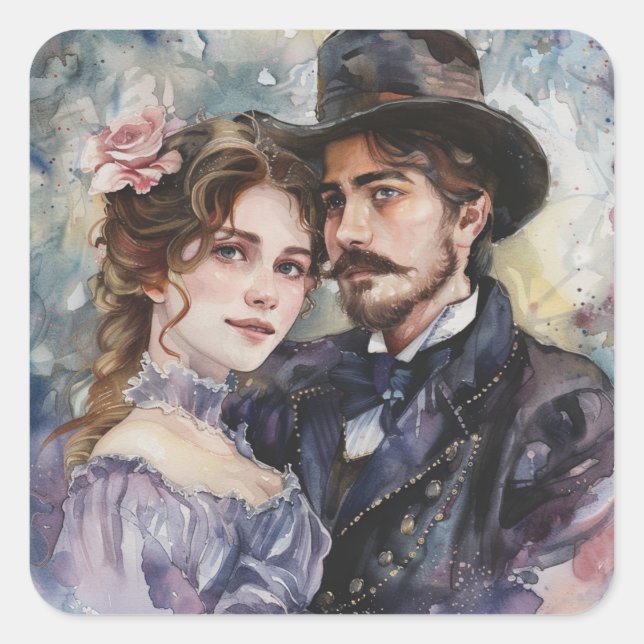 Victorian Couple Square Sticker (Front)