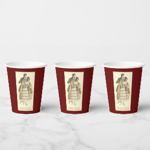 Victorian Couple Vintage Christmas  Paper Cups