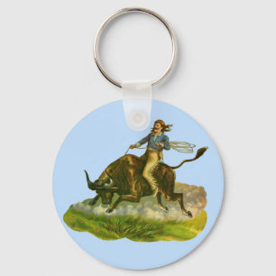 Victorian cowboy bull rider keychain