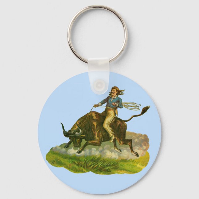 Victorian cowboy bull rider keychain (Front)