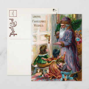 Victorian Creepy Christmas Santa Postcard