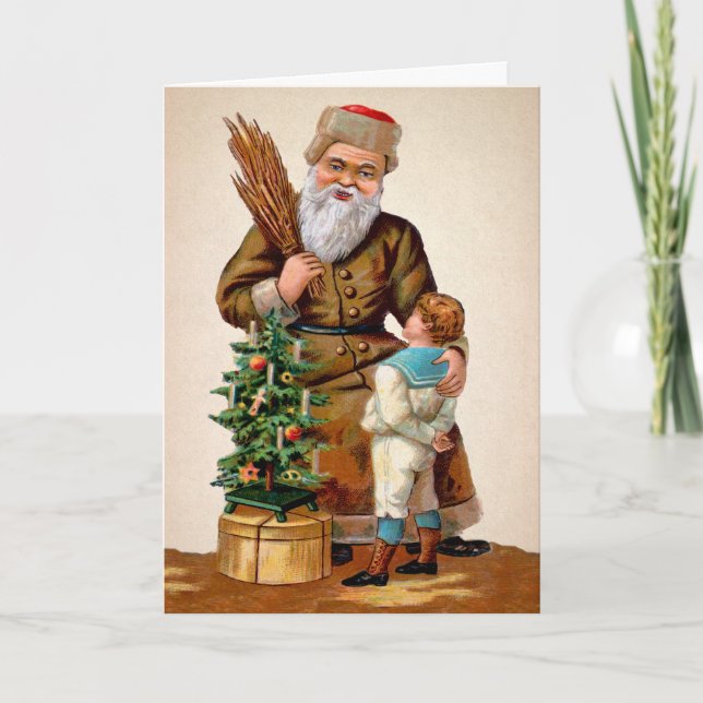 Victorian Creepy Santa Holiday Card (Front)