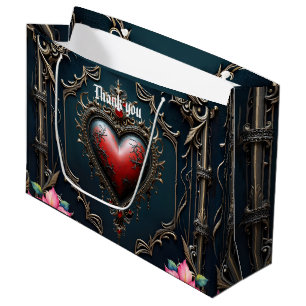 Victorian Crimson Gothic Heart Large Gift Bag