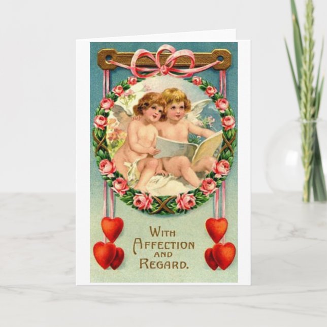 Victorian Cupid Affection Carte Saint Valentin (Devant)