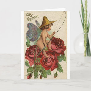 Victorian Cupid and Roses Valentine's Day Card