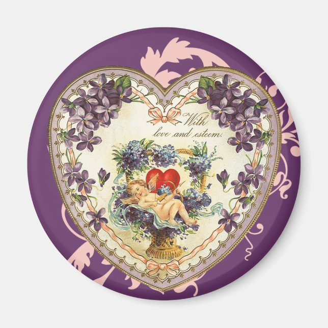 Victorian Cupid Heart Magnet (Front)