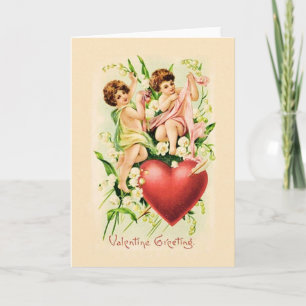 Victorian Cupid Pierced Heart Carte Saint Valentin
