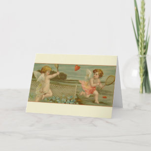 Victorian Cupid Tennis Valentine's Day Card