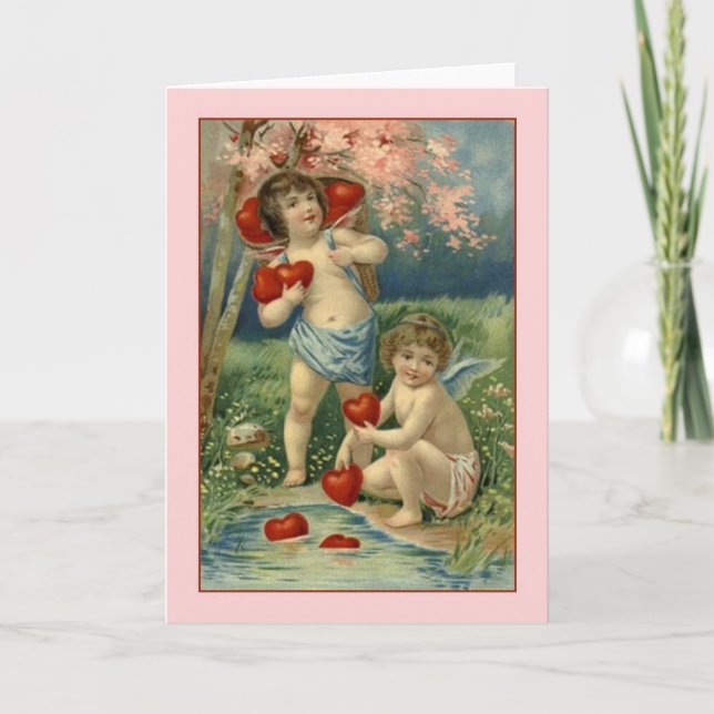 Victorian Cupids and Hearts Valentine's Day Card (Front)