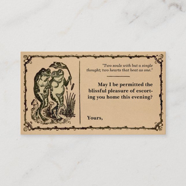 Victorian Customizable Frog Acquaintance Card (Front)