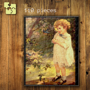 Victorian cutie with birds jigsaw puzzle