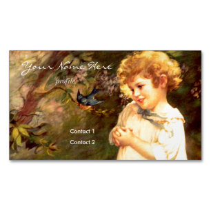 Victorian cutie with birds Magnetic business card