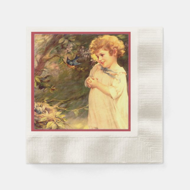 Victorian cutie with birds napkin (Front)