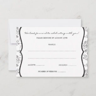 Victorian Damask (Black) RSVP or Response Cards