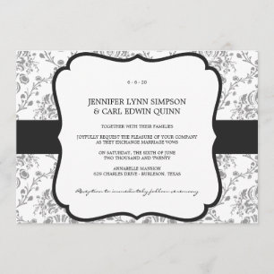Victorian Damask (Black) Wedding Invitation