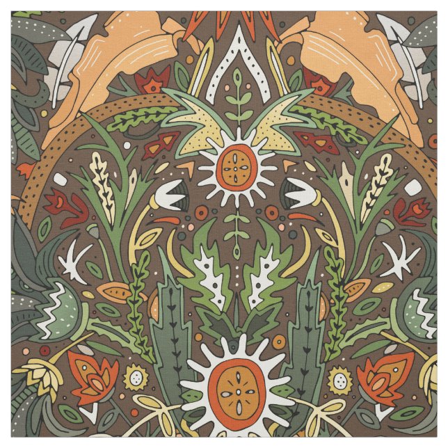 Victorian damask earth fabric (Swatch)