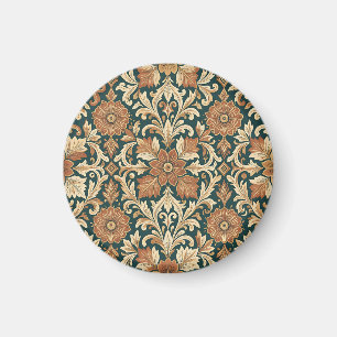 Victorian Damask Floral Pattern with Copper Bronze Magnet