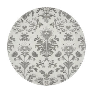 Victorian Damask Floral White Vintage Cutting Board