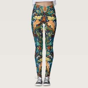 Victorian damask midnight leggings