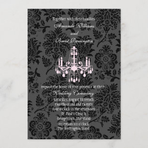 Victorian Damask Wedding Invitation (pink)