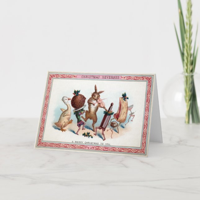 Victorian Dancing Food Christmas Card (Front)