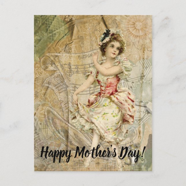 Victorian Dancing Girl Sheet Music Postcard (Front)