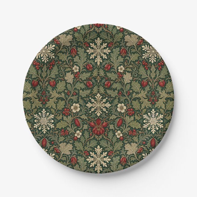 Victorian Dark Botanical Gothic William Morris Paper Plate (Front)