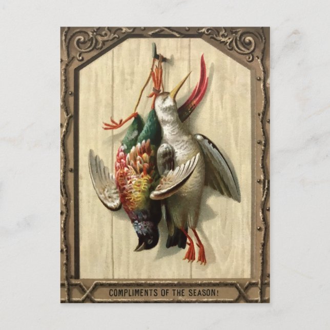 Victorian Dead Birds Christmas Postcard (Front)