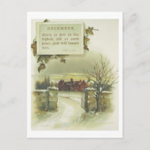 Victorian December Winter Scene & Christmas Verse