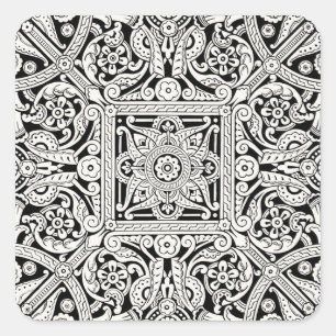 Victorian Decorative Design Pattern Square Sticker