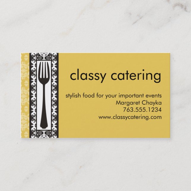 victorian decorative fork chef catering biz card (Front)
