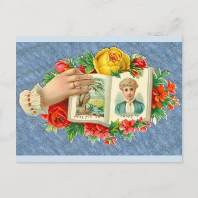 Victorian die-cut: May you be happy Postcard (Front)