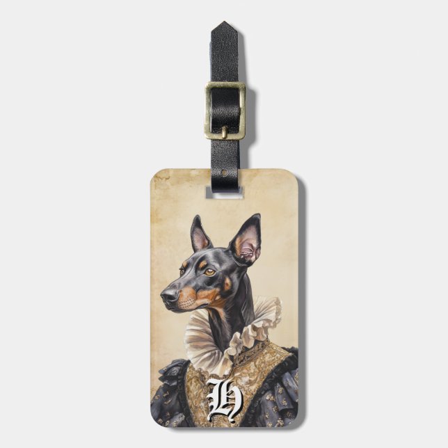 Victorian Doberman Dog Luggage Tags (Front Vertical)
