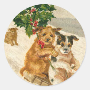 Victorian Dog Christmas sticker