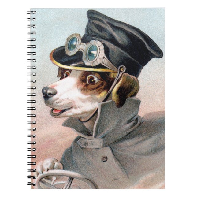 Victorian dog driving car notebook (Front)